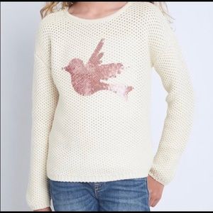 Gap Kids Sequin Sparrow Knit Cream Sweater
